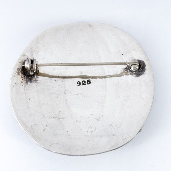 Vintage Sterling Silver 925 Mixed Metals Globe Unity Brooch Pin - Picture 4 of 7